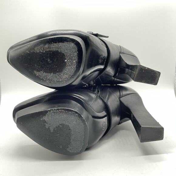 Alexander McQueen Black Leather Block Heel Buckle Ankle Boots Bootie SZ 36.5 6.5 - Picture 12 of 14